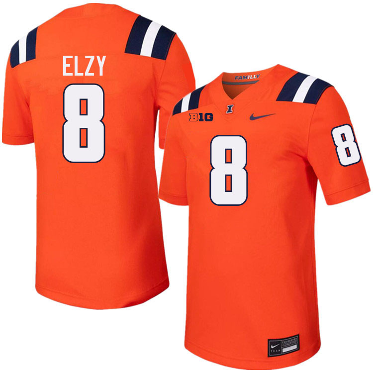 Men #8 Malik Elzy Illinois Fighting Illini College Football Jerseys Stitched-Orange